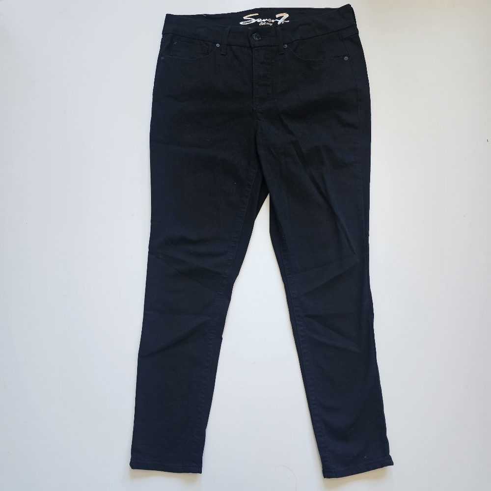 Seven7 Jeans Tummyless High Rise Skinny Blue Jean  Size 12 Black